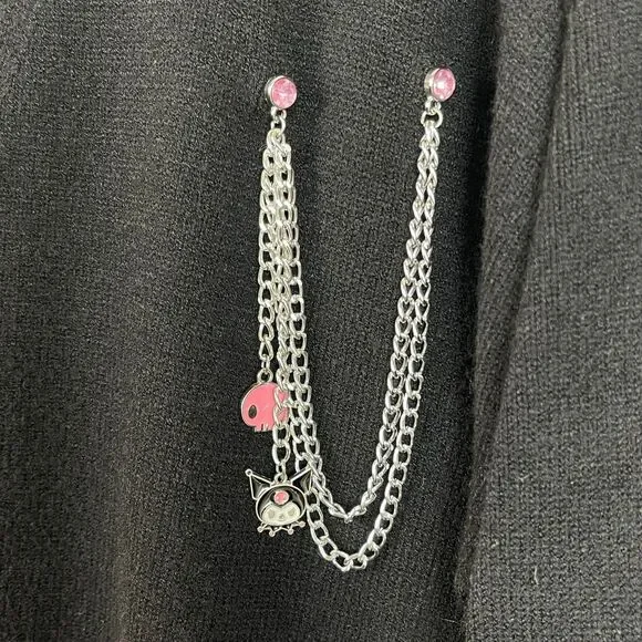 Hello Kitty Kuromi Cardigan Medium Black Graphic Button Up Sweater Forever 21 - Picture 3 of 10